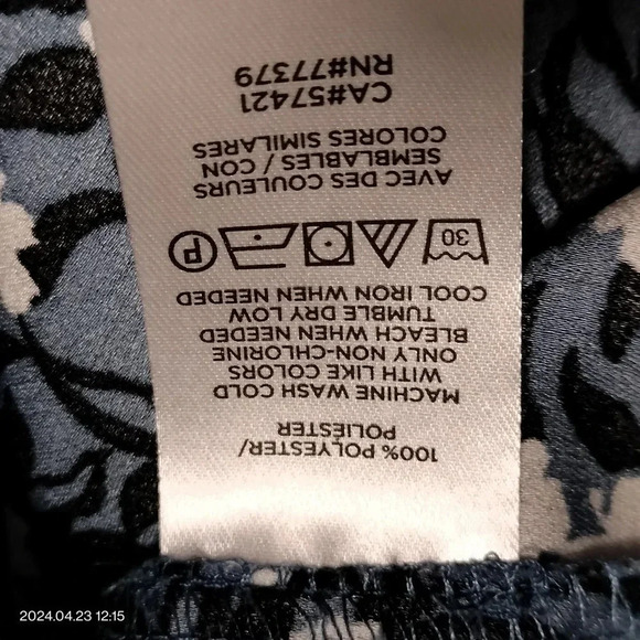 Ann Taylor size Small 3/4 Sleeves Blue Floral Pleated Blouse Top - Picture 8 of 10